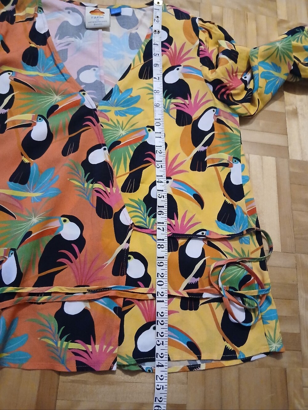 FARM RIO Colorful Women's Top with Toucan Print,size S - Picture 9 of 11